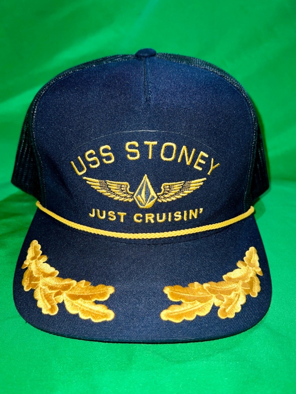 USS STONEY Just Cruisin’ VOLCOM Hat ⚓️⛵️Embroidered Snapback CAPTAIN Cap NWT👀🔥